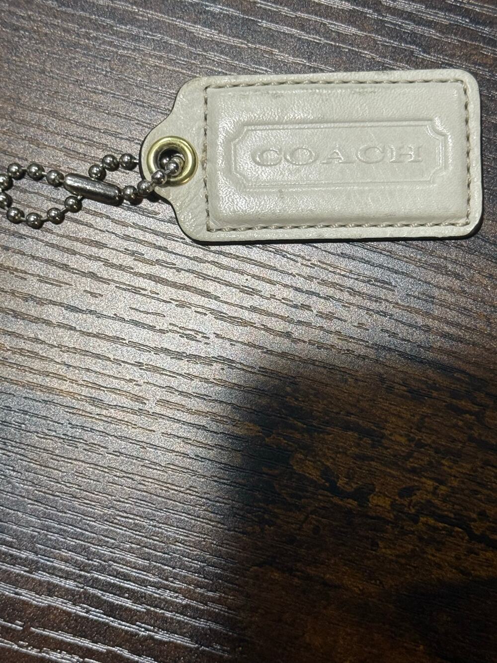 Coach Off-White Ivory Leather Hangtag Keychain Fob Replacement Frame Logo